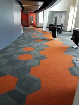 commercial flooring installation patterned carpet tiles floor
